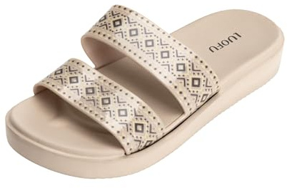CLEIKS Ciabatte Donna Estive Ciabatte da Doccia Bagno per Casa Mare Piscina e Tempo Libero (Beige, 39 EU, SD9070)
