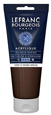 Lefranc Bourgeois 300354 Fine Acrylfarbe - Umbra Gebrannt, 200ml Tube, cremige Acrylfarbe auf Wasserbasis, schnell trocknend, lichtecht, wasserfest