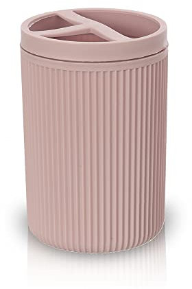 Inbagno Bicchiere portaspazzolini colorato Rosa, infrangibile in plastica, Linea Ring