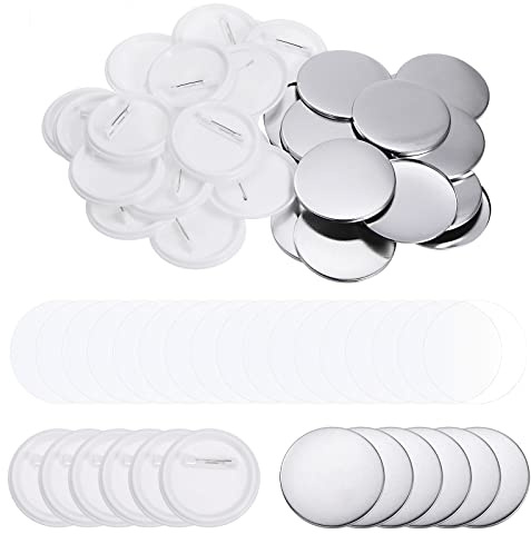 Sourcing Map Button Maker Parts: 120pc 58mm Round Metal & Plastic Button Backs, Clear Film