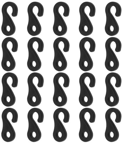 EMSea 20 Stück Zelt Stoßdämpfer Haken Winddichter Haken Zeltzubehör für Campingzelte Markisen Sonnenschirme ABS Kunststoff Schwarz