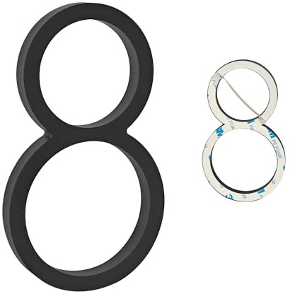 Ywonoby Door Numbers, 5 Inches 3D Self Adhesive House Numbers, Address Numbers Stickers for House Mailbox Apartment Hotel Courtyard Black(8)