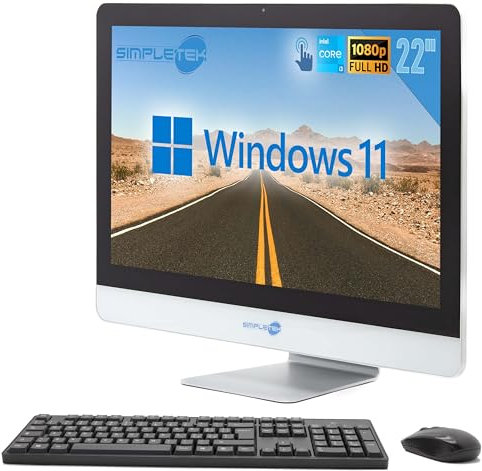 SIMPLETEK All in One TouchScreen 22 FHD Core i3 2.5GHz Windows 10 | 16GB RAM SSD 240GB | Webcam Ratón Teclado Inalámbrico PC Fijo Ordenador de Negocios