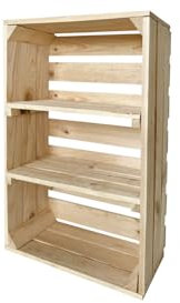 Cajas de frutas con tabla central, madera, vino, manzanas, estantería, cómoda, natural, 60 x 40 x 20 cm