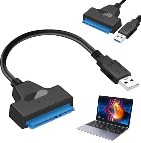 Adattatore USB SATA, cavo SATA al cavo USB da 9,06 pollici 6 Gbps 22 pin USB 2.0 per 2,5 pollici Disco rigido HDD SSD esterno Adattatore USB con adattatore USB LED a Adattatore SATA per il desktop pe