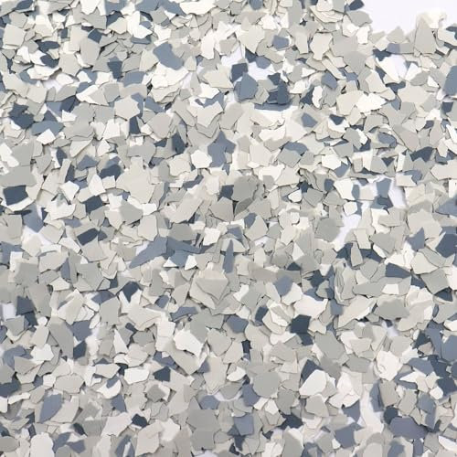 ONTWIE 900 G / 2 LB Blend Decorative Color Chips Concrete Floor Coatings Paint Flakes for Garage Floor Paint Interior and Exterior Walls Floors (White, Gray-blue, Earthy Gray, Light Gray, Dark Blue)