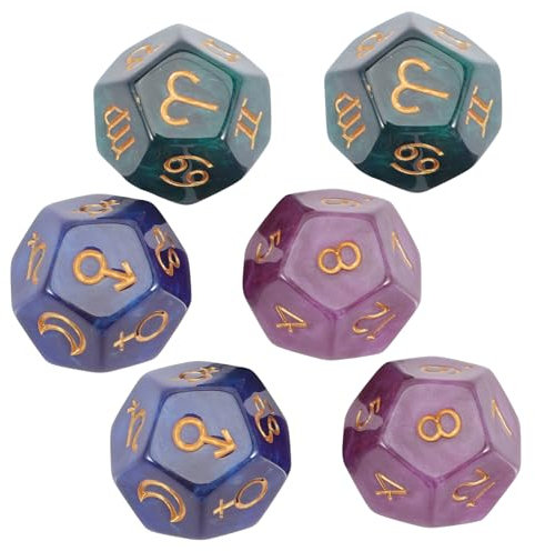 ERINGOGO 6pezzi Dadi Poliedrici Resina Creativa Per Giochi Da Tavolo e Divinazione Di Dadi Facce Con Design e Colori Mysteriosi Per Collezionisti e Appassionati