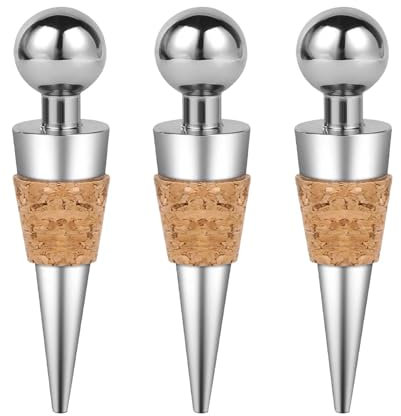 3 tappi per bottiglie di vino, riutilizzabili, tappi per bottiglie di vino, tappi per bottiglie di vino, per vino rosso, champagne e beer saver sigillante (marrone)