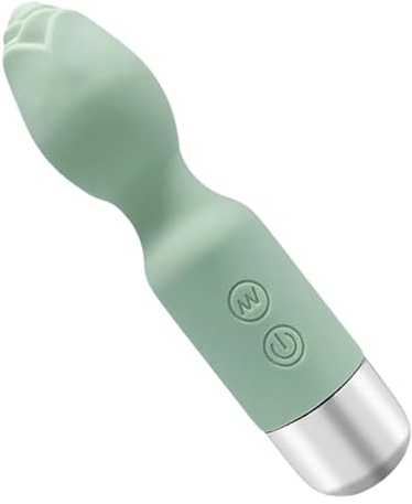 Heyokoy sladdlös mini massagerare - uppladdningsbar USB, super tyst, 10 kraftfulla vibrationslägen och vattentät, rosformad (Grön)