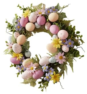 2026 Decorazione pasquale elegante ghirlanda per porta di casa, tutto l'anno, decorazione da parete stagionale per (45 cm)