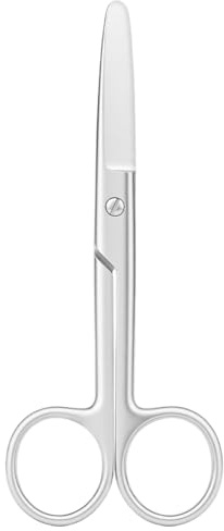 Ainiv 1PCS Tijeras Acero Inoxidable, Tijeras de Mango Recto y Punta Redond | Tijeras para Trabajo de Oficina, Las Tareas del Hogar, Las Manualidades y la Costur - Plata 14 cm