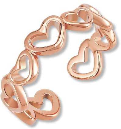 Justerbar Hjärt Ring - Damring i 316L Rostfritt Stål i 18K Guld, Roséguld eller Silver - Vattentålig Ring - Inklusive Presentask (Storlek 52-60)