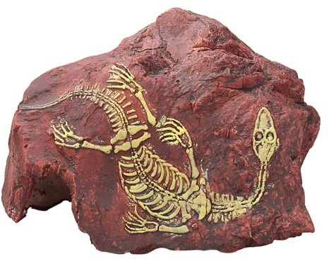 yeeplant gömställe för reptil, dinosaurie, fossil akvariedekoration, 24,9 cm hartsgrotta skydd, fisktank tillbehör för ödla, gecko, orm, spindel, terrariedekor