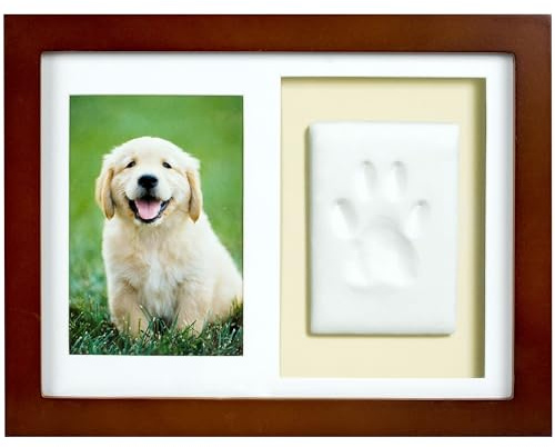 Tiny Ideas Paw Print Keepsake Impression Kit, No Mess Pet Clay Paw Print Mold for Dog and Cat, Ideal Personalized Gift or Memorial Frame for Pet Parents