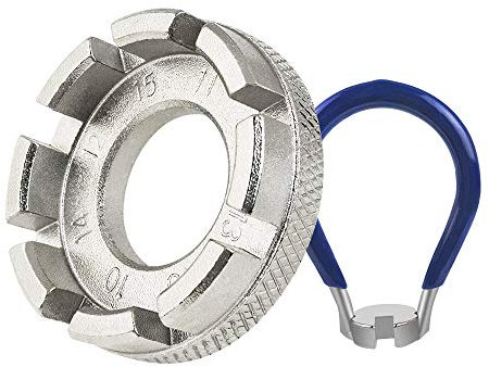 DECARETA Fahrrad Speichenschlüssel aus Stahl, Größe 10-15 Universal Speichenspanner für Fahrrad, Leichtes Elektrofahrzeug, Nippelspanner Speichen Werkzeug (Silber)