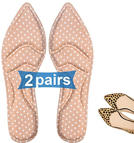 Shoe Inserts, Shoe Insoles Women, High Heel Insoles, (2 Pairs Beige) Shoe Cushion Inserts Breathable, 5D Sponge Barefoot Comfort Insoles, for Massaging, Arch Pain and Foot Pain Relieve