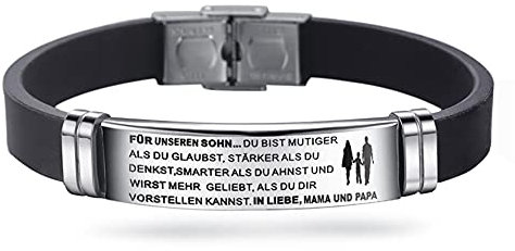 HAYOUWAY Einstellbar Armbänder Silikonarmband Silikon Edelstahl Armband Geburtstagsgeschenk Abschlussfeier Geschenk für Sohn Tochter Herren Damen (Für unseren Sohn)