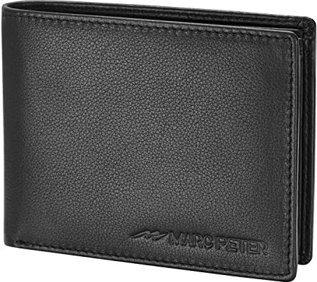 Marc Peter Oslo Geldbörse Herren Leder Schwarz Nappa mit RFID Schutz I Echtleder Portemonnaie Groß I 13 Fächer I Geldbeutel für Männer I Brieftasche Wallet Portmonee aus echtem Leder