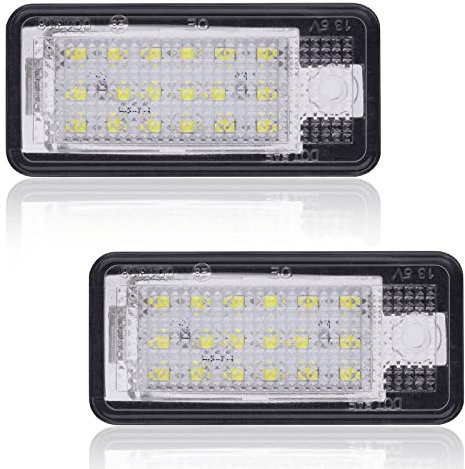 URAQT LED Kennzeichenbeleuchtung, 2 x 6500K Kennzeichenleuchte 400 Lumen Heckleuchte Weiß Nummernschild Licht Birne 12V Eingebauter Canbus Fehlerfrei für A-ud A3 S3 A4 S4 A5 A6 S6 A8 S8 Q7 RS4