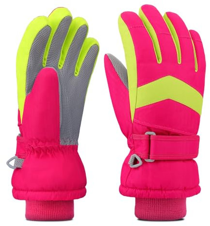 Leeboom Kinder wasserdichte Winterhandschuhe für 3-13 Jahre Mädchen und Jungen, Skihandschuhe, Snowboard Laufen Radfahren Wandern