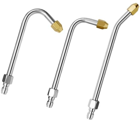 3Pcs Pressure Washer Extension Wand 90° 25° Curved Rod 1/4 Quick Connect Fittings Power Washer Lance for Lawn Roofs Washing Silver