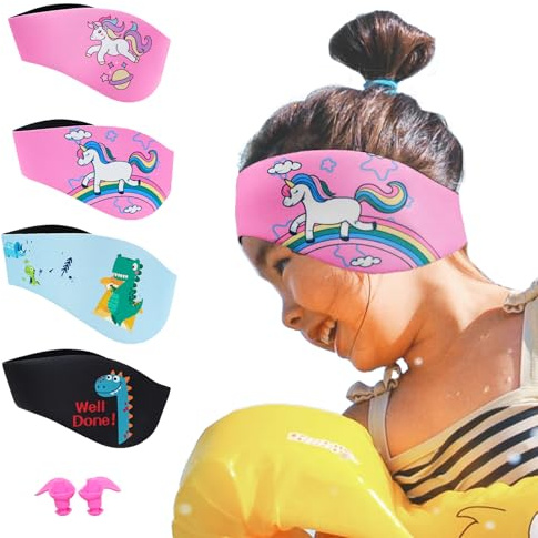 Elastica Fascia da Nuoto per Bambini, Fascia di Protezione per Orecchi da Nuoto, per 36-52 cm da Circonferenza della testa, Fascia per Nuoto per Surf Sportiva Doccia (Rosa-2, L)