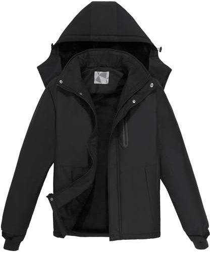 OutPro Herren Skijacke Winterjacke Warme FleecejackeWasserdicht Winddicht Funktions Baumwolljacke Winterjacke Outdoor WandernTibetisch schwarz,M