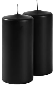 Cereria Di Giorgio - 4 Candele Cero - Diametro 7 cm Altezza 15 cm - Colore Nero - Durata 85 ore - Non profumate