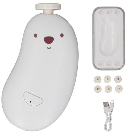 Elektrischer Sanfter Baby-Nagelschneider, Robustes ABS-Material, Schnell Wiederaufladbarer Tragbarer Baby-Nagelschneider mit Mehreren Geschwindigkeiten und 6 Schleifköpfen für