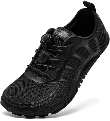 HOBIBEAR Unisex Wide Trainers for Men Women Outdoor Trail Running Minimalist Walking Shoes Lightweight and Breathable Black