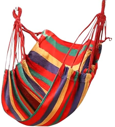 Hamaca Colgante de Lona para Dormitorio con Almohadas y Bolsa de Almacenamiento, Columpio sensorial antivuelco con Gancho en Forma de S y Cuerdas de Amarre, Hamaca cómoda para Interior Exterior