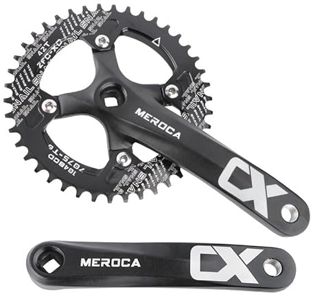 Mountain Bike Crankset, MTB Square Taper Crankset with 170mm Arm 104 BCD, Compatible with Single Speed Bicycle and 8/9/10/11 Speeds Bicycles, Optional 32T/34T/36T/38T/40T/42T Chainring Crank Set (42T)
