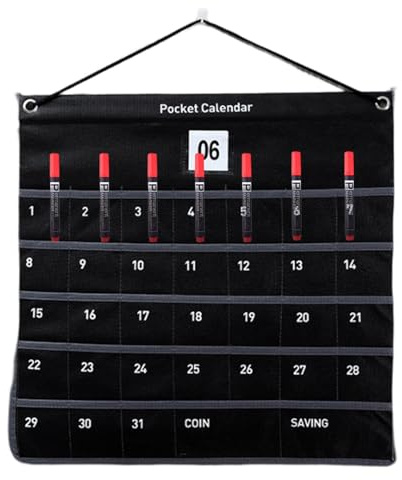 Calendario colgante de pared con bolsillos de almacenamiento, organizador de tela, bolsillos semanales y mensuales de gran capacidad, para cocina, sala de estar, dormitorio, baño, oficinas