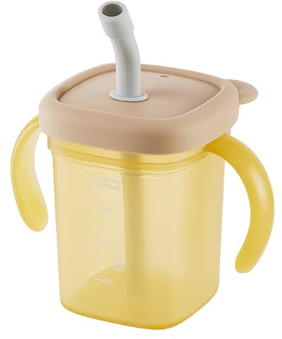 Peosaard Adult Sippy Cup, Beakers for Elderly 310ML Spill Proof Adult Sippy Cup with Straw Plastic Dysphagia Cups with Dual Handle and Lid for Kids Elderly Disabled Patient