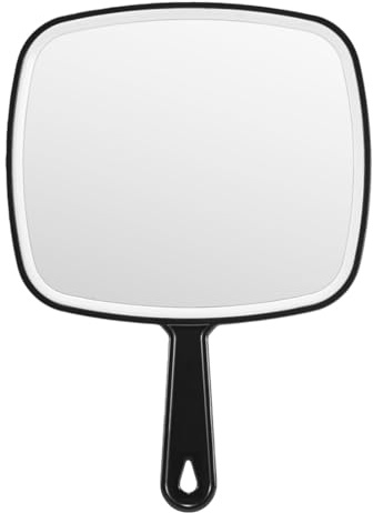 Espejo de Mano, Espejo de Mano de Maquillaje Profesional, Espejo de Maquillaje, Ducha, con Cómodo, Pequeño y Portátil, para peluquería, barbería, oficinas dentales, Afeitarse o Maquillarse(Negro)