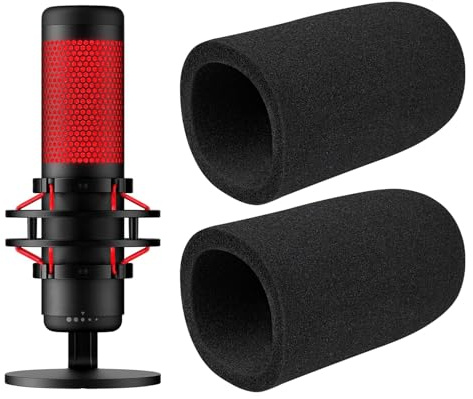 SOULWIT 2 Piezas Espuma Micrófono Filtro Antipop para HyperX QuadCast/QuadCast S/QuadCast 2S, Protector de Mic Cubierta Pantallas antiviento Parabrisas para micrófono - Negro