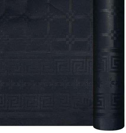 Thouy Nappe en Papier damassé Noir en Rouleau 1,18 x 25 m