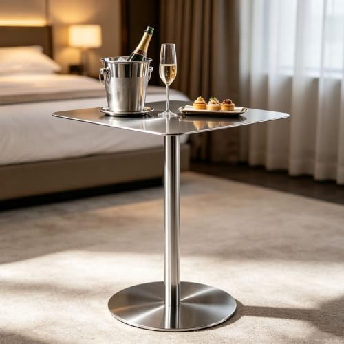 Cocktailbord Bardisk Pub Bistrobord med toppbas i rostfritt stål | För litet utrymme för kök, vardagsrum, lägenhet(50x50x75cm)