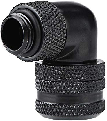 ASHATA Vattenkylningsbeslag, PC vattenkylning tvåberöringsmontering, G1/4 gänga 90 graders armbågsanslutning för 14 mm rör med dold silikonring (svart)