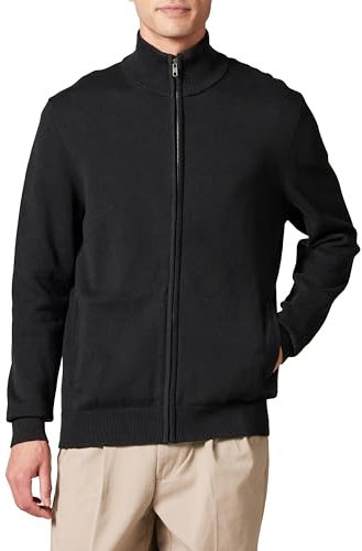 Amazon Essentials Herren Pullover mit durchgehendem Reißverschluss, Schwarz, M