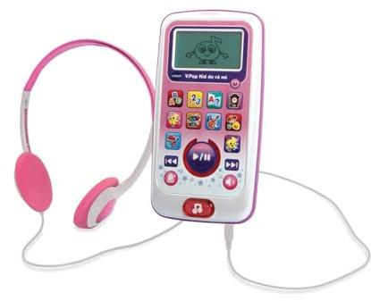 VTech - V.Pop Kid Do Ré Mi Rose - Baladeur Musical - Lecteur de Musique Enfant avec Casque Audio - Comptines et Jeux Éducatifs - Cadeau Enfant de 3 Ans à 6 Ans - Contenu en Français