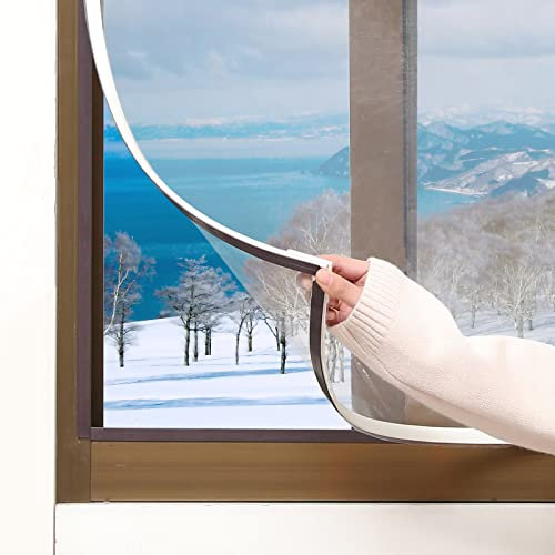 DIY Magnetic Window Insulation kit Transparent Film with White Frame Max 61X59 Fits Any Size Smaller Coverings to Keep Cold Out Storm Warm in Winter