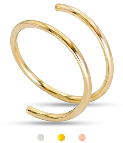 LUCKYJEWUS 14k Gold Filled 20G Double Hoop Nose Ring for Single Piercing, 20 Gauge Small Thin 8mm Spiral Nose Jewelry for Women Men