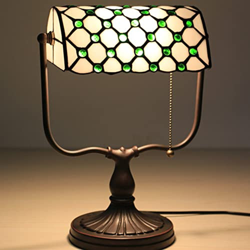 Banker Lampe Tiffany Lampe Bunte Glaslampe Kristallperlen Design Tisch Schreibtisch Licht LED Vintage Look Bunte Akzent Dekor Klavier Leselampe Wohnzimmer Schlafzimmer Schlafzimmer,B