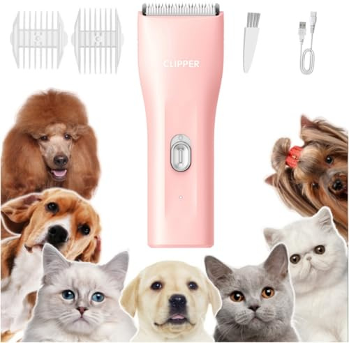 Tileon Tagliacapelli per cani, silenzioso, lavabile, ricaricabile tramite USB, senza fili, rasoio elettrico per cani e gatti