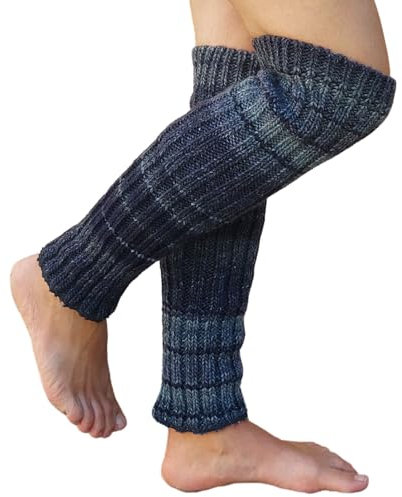 Wollblüte Beinstulpen gestrickt // Overknees Stulpen Damen - Herren - Kinder // Beinwärmer im trendigen Design (anthrazit/grau)