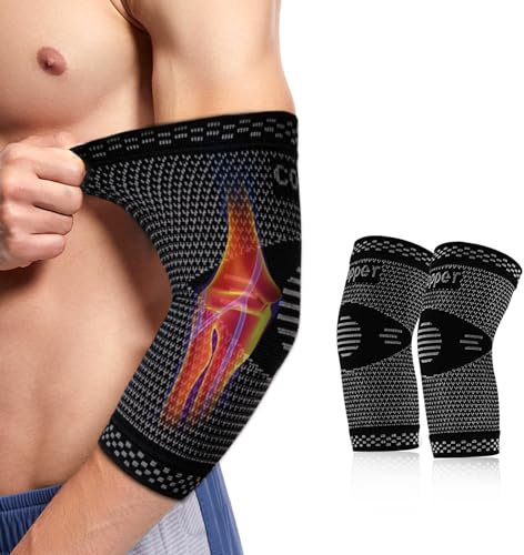 Hossom Coudière Tendinite pour épicondylite, 2 packs Coudiere Musculation Manchon de Compression Bras Coudiere Tennis Golf Elbow Soulagement Tendinite Coude pour Hommes Femmes, Noir (XL)