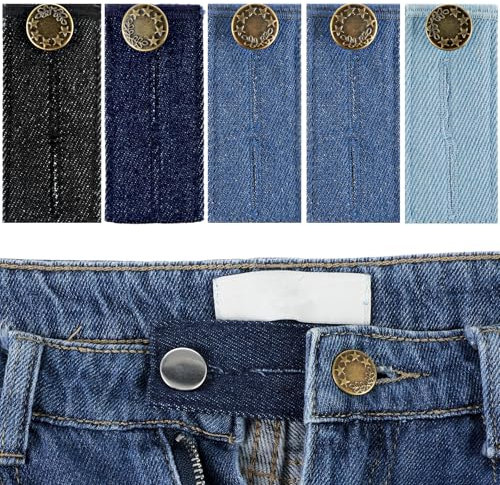 Yuanchu 5 Stück Hosenbunderweiterung Knopf Für Jeans,8.1x3.5cm verstellbare Taillenverlängerungen Taille Erweiterung Knopf Bund-Expanders für Jeans Röcke Hosen Umstandshose