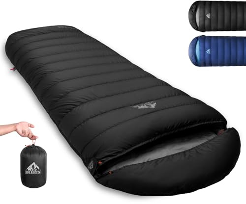 BUERTS Down Sleeping Bag for Adults. 680FP Ultralight Portable, Backpacking Sleeping Bag for Hiking, Camping, Mountaineering, expeditions and Backpacking. with Compression Sack