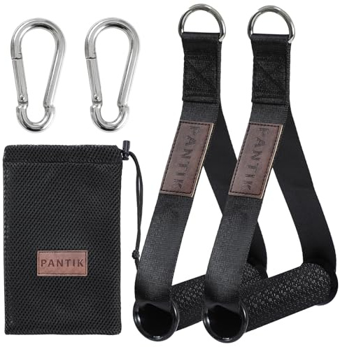 PANTIK Kraftiga träningshandtag gym kabelmaskin tillbehör hållbara D-ringar handtag motståndsband handtag stigbygel handtag fitness grepp nylonrem solida ABS-kärnor med karbinhakar set med 2